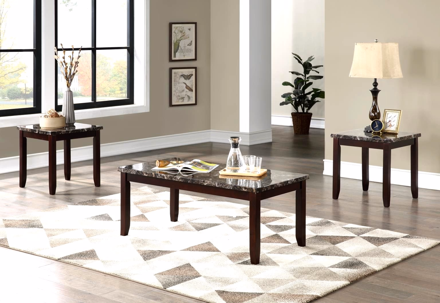 Brown 3 PK Table Set (3CN) photo 1