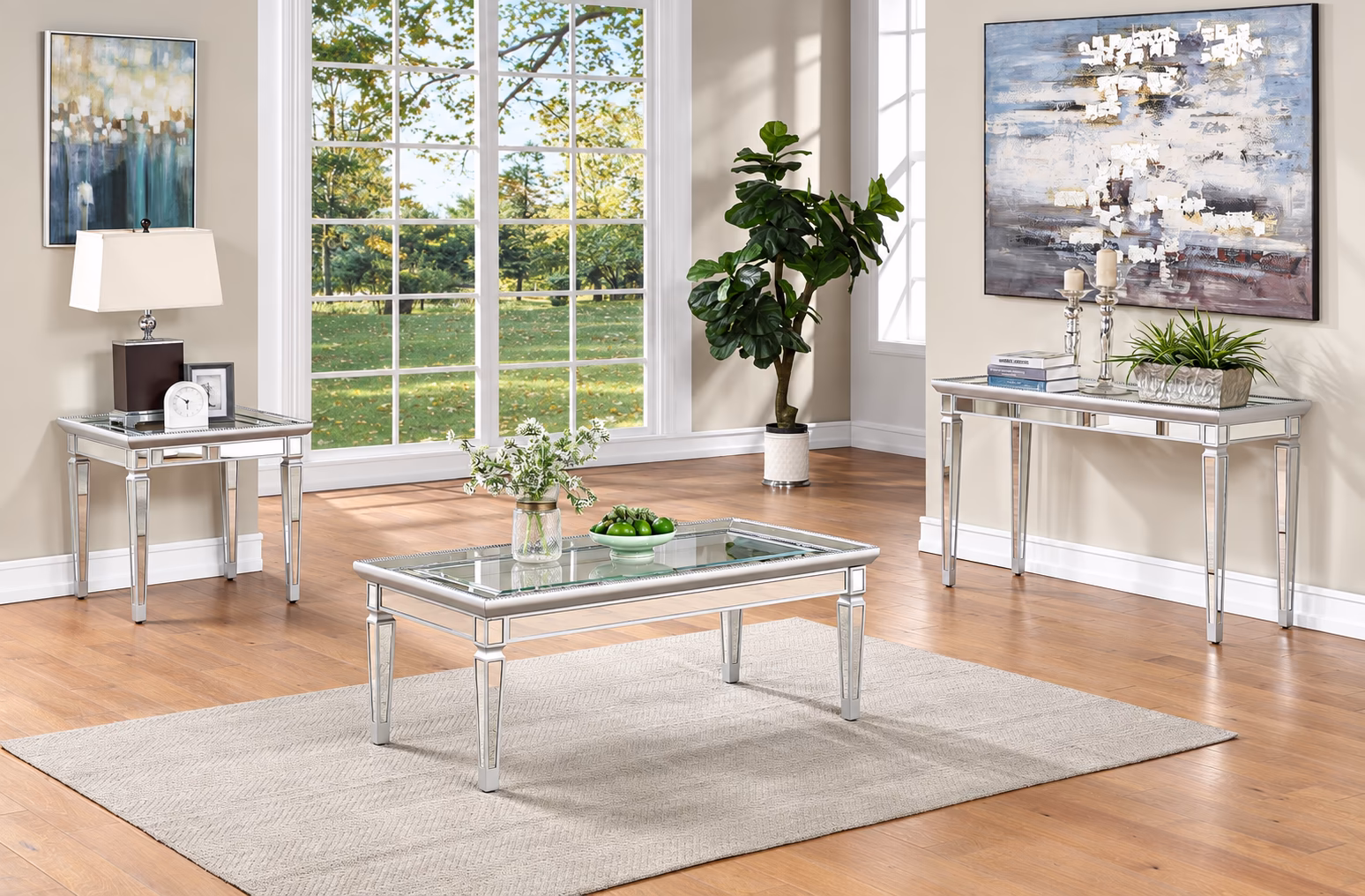 Silver Mirror End Table photo 1